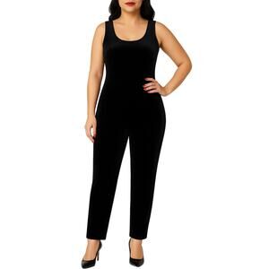 D.J. Summers 1990s Vintage Black Velvet Jumpsuit Sleeveless Bodysuit 10 Large